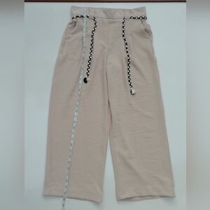 Jules & Leopold Beige Wide Leg Pants with Braided Belt